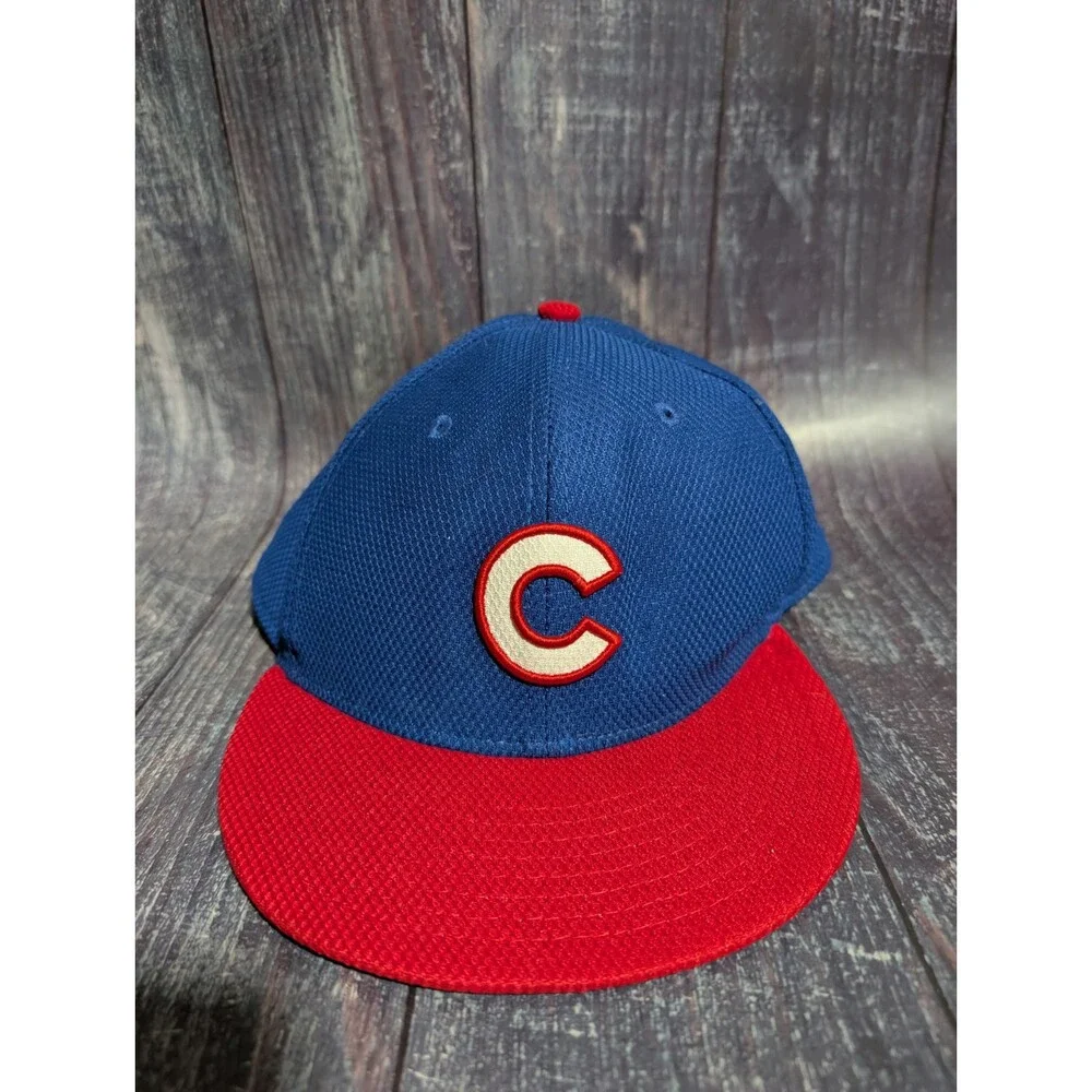 Chicago Cubs Fitted Size 7 5/8 Flat Bill Cap New Era 59 Fifty Hat Adults ~ MLB